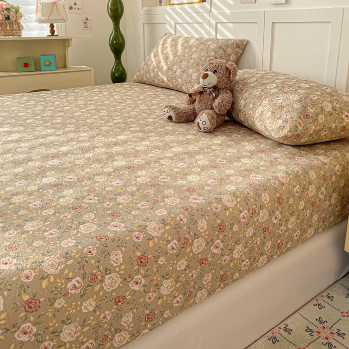 91家纺网 家纺一手货源 找家纺 小桃姐家纺 2025新款超柔印花云感泡芙双层纱床笠单件床笠二三件套 晚月