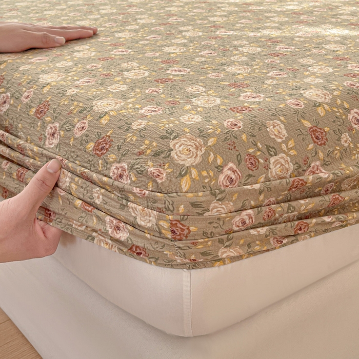 91家纺网 家纺一手货源 找家纺 小桃姐家纺 2025新款超柔印花云感泡芙双层纱床笠单件床笠二三件套 晚月