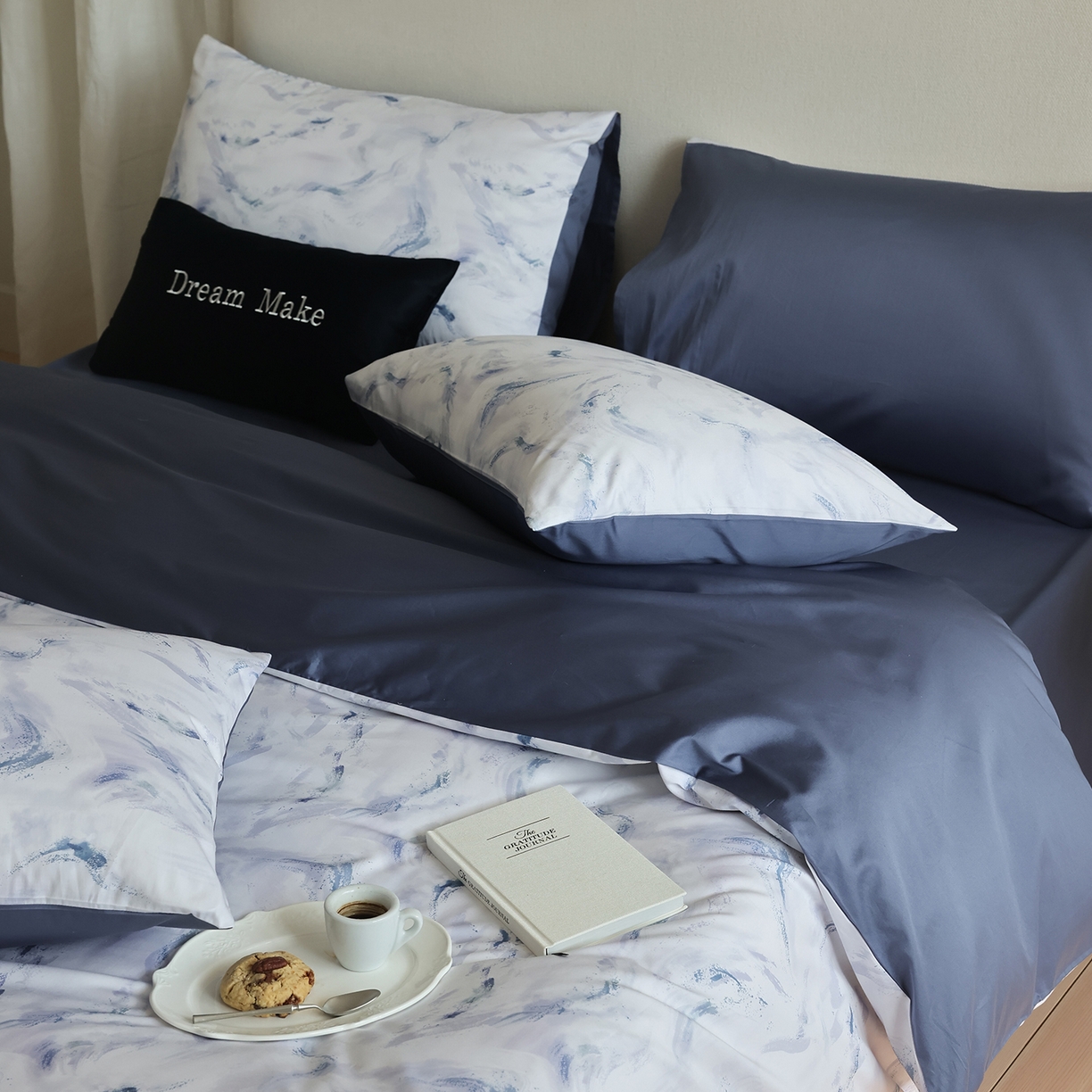 91家纺网 家纺一手货源 找家纺 （总）ONE TWO ONE 121 【会员-20】【控价商品】【提供买家秀】【专版花型】2026新款100s长绒棉全棉床上用品数码印花四件套-听潮絮语