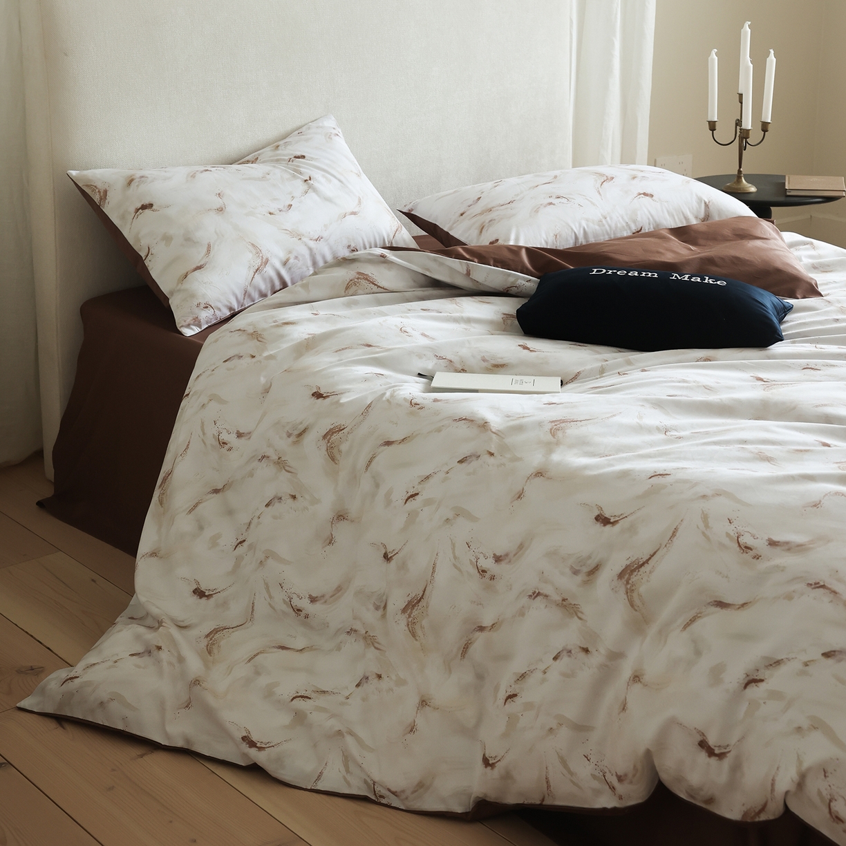 91家纺网 家纺一手货源 找家纺 （总）ONE TWO ONE 121 【会员-20】【控价商品】【提供买家秀】【专版花型】2026新款100s长绒棉全棉床上用品数码印花四件套-听潮絮语