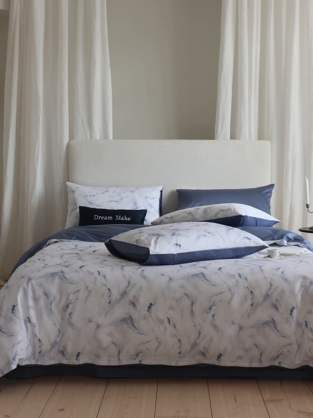 91家纺网 家纺一手货源 找家纺 （总）ONE TWO ONE 121 【会员-20】【控价商品】【提供买家秀】【专版花型】2026新款100s长绒棉全棉床上用品数码印花四件套-听潮絮语