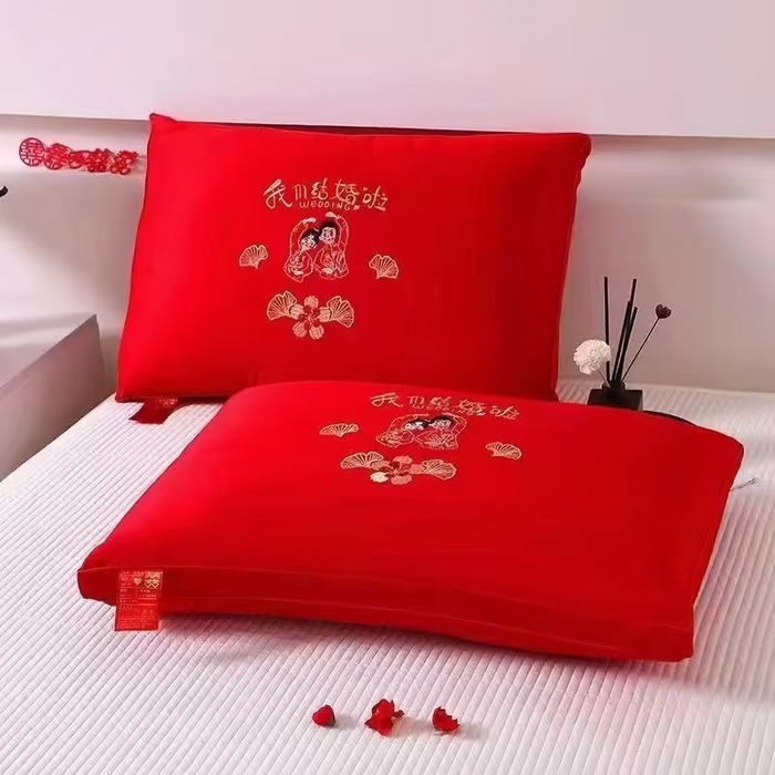 91家纺网 家纺一手货源 找家纺 （总）红柳枕芯 2026新款全棉婚庆热熔枕枕头枕芯