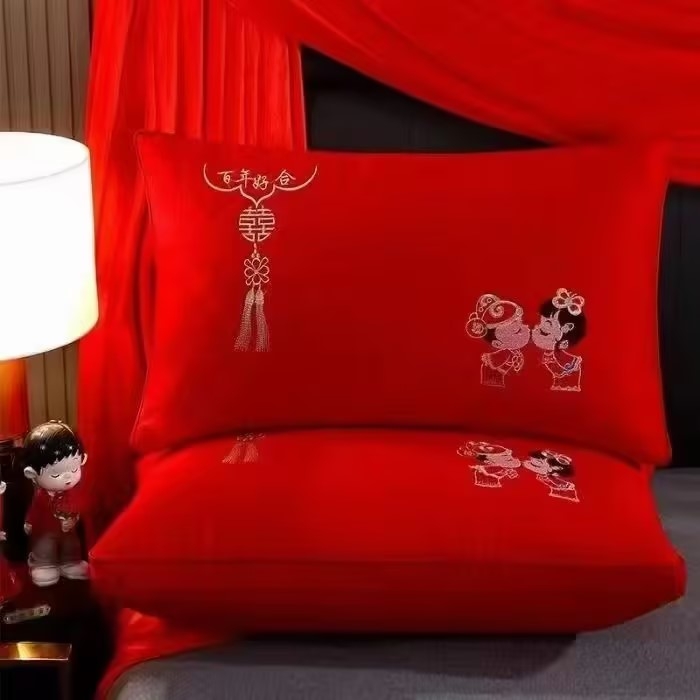 91家纺网 家纺一手货源 找家纺 （总）红柳枕芯 2026新款全棉婚庆热熔枕枕头枕芯