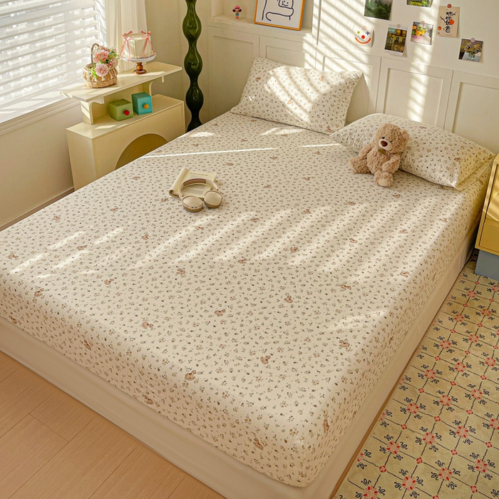 91家纺网 家纺一手货源 找家纺 小桃姐家纺 2025新款超柔印花云感泡芙双层纱床笠单件床笠二三件套 小木马