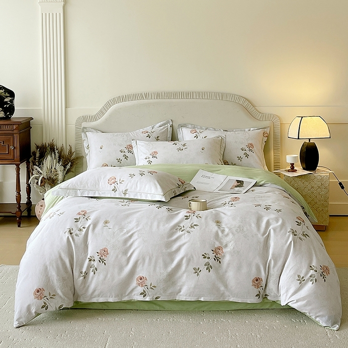 梧桐树 2026新款高支密全棉纯棉印花四件套 A609妮可绿