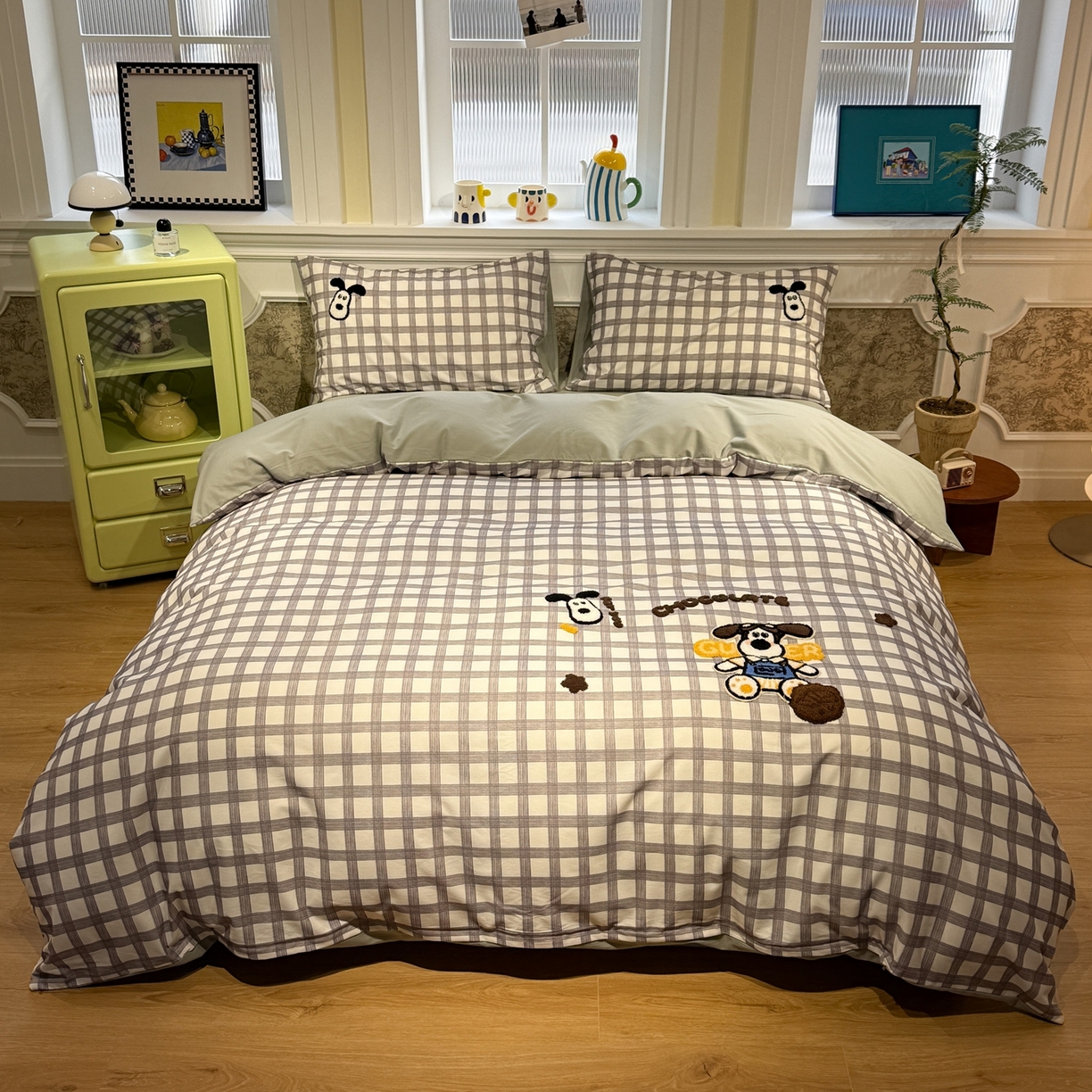 91家纺网 家纺一手货源 找家纺 珺柔家纺 2026新款全棉纯棉四件套 哈皮狗