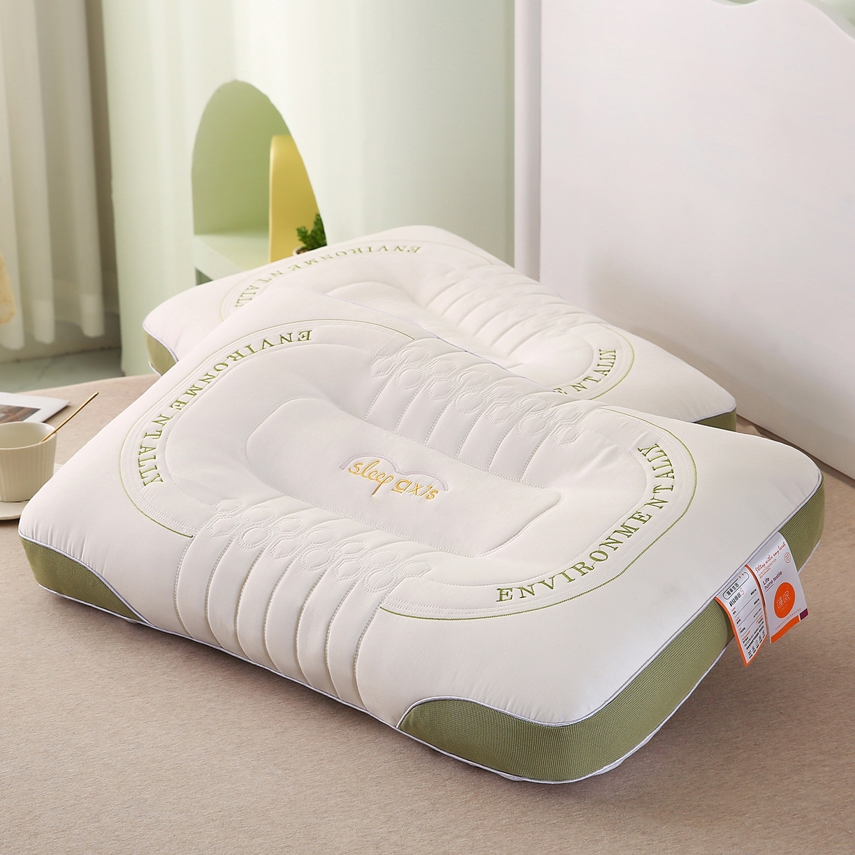 91家纺网 家纺一手货源 找家纺 （总）红柳枕芯 2026新款英文刺绣按摩枕枕头枕芯