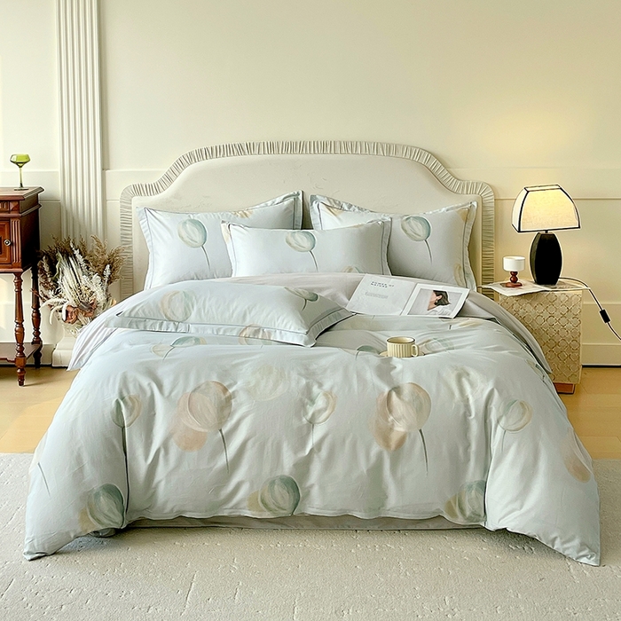 梧桐树 2026新款高支密全棉纯棉印花四件套 A613静待花开绿