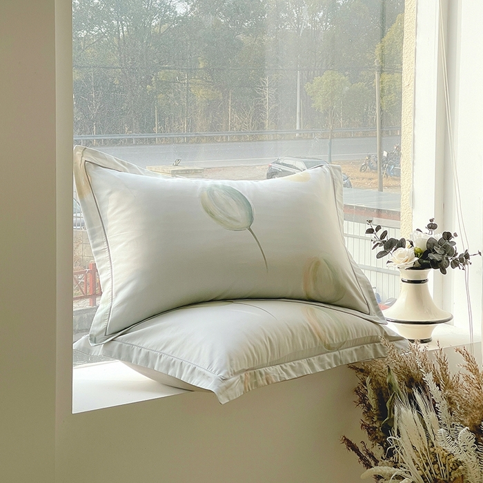 91家纺网 家纺一手货源 找家纺 梧桐树 2026新款高支密全棉纯棉印花四件套 A613静待花开绿