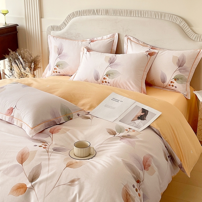 91家纺网 家纺一手货源 找家纺 梧桐树 2026新款高支密全棉纯棉印花四件套 A614沐秋