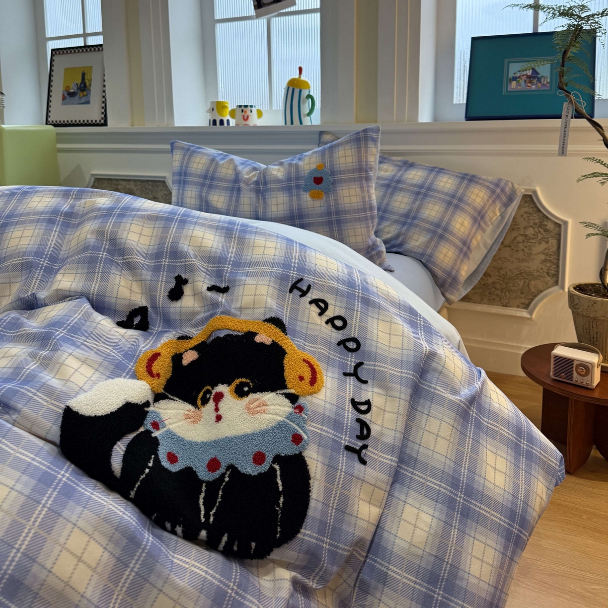 91家纺网 家纺一手货源 找家纺 珺柔家纺 2026新款全棉纯棉四件套 耳机小猫