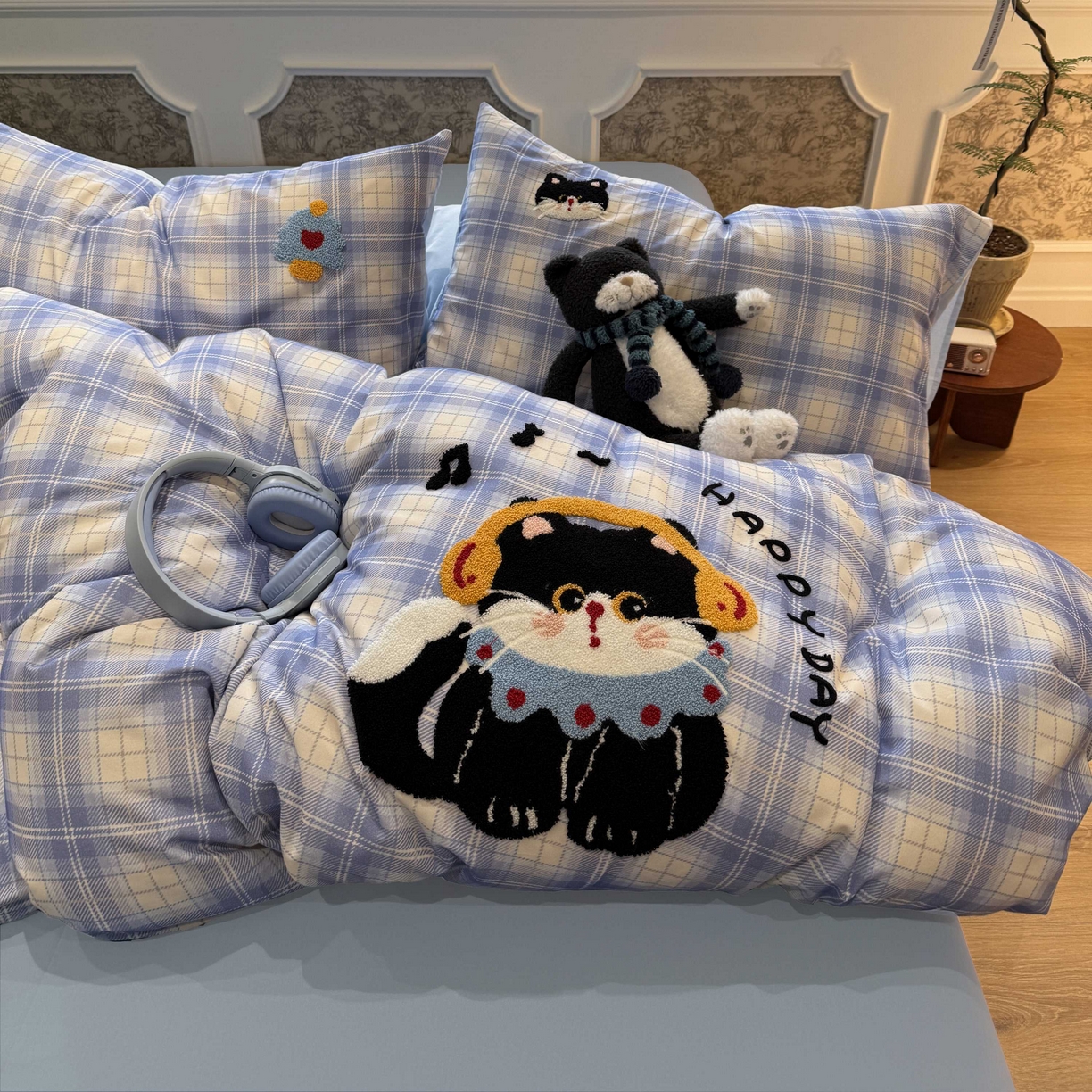 91家纺网 家纺一手货源 找家纺 珺柔家纺 2026新款全棉纯棉四件套 耳机小猫