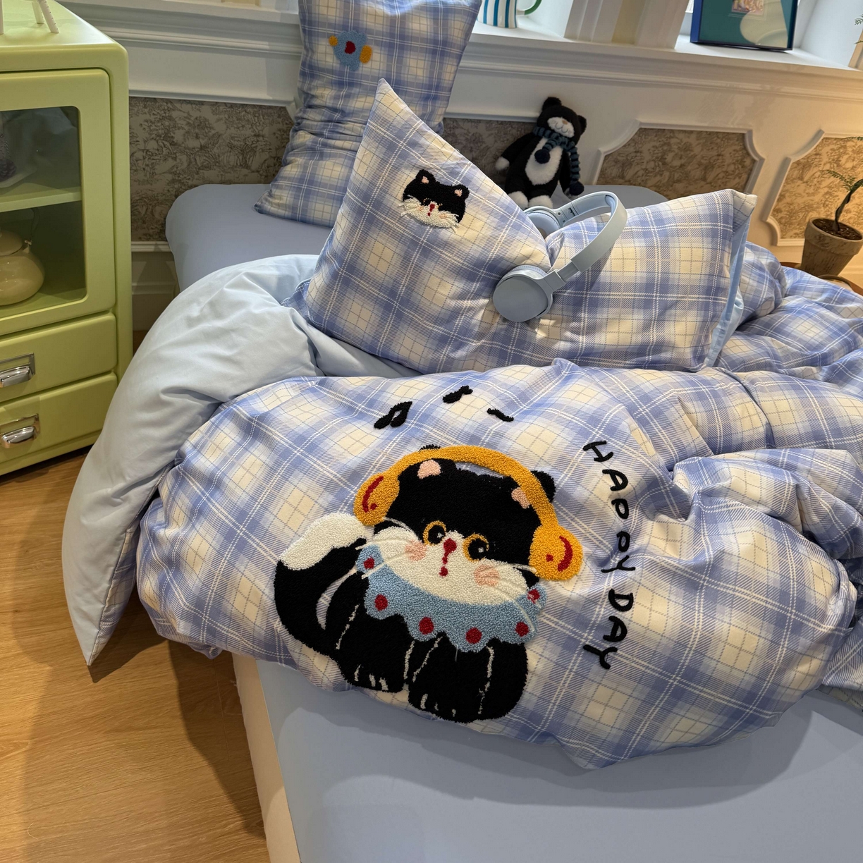 91家纺网 家纺一手货源 找家纺 珺柔家纺 2026新款全棉纯棉四件套 耳机小猫