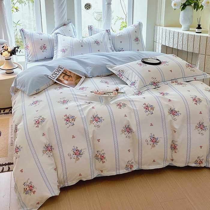 91家纺网 家纺一手货源 找家纺 梧桐树 2026新款高支密全棉纯棉印花四件套 A616春溪