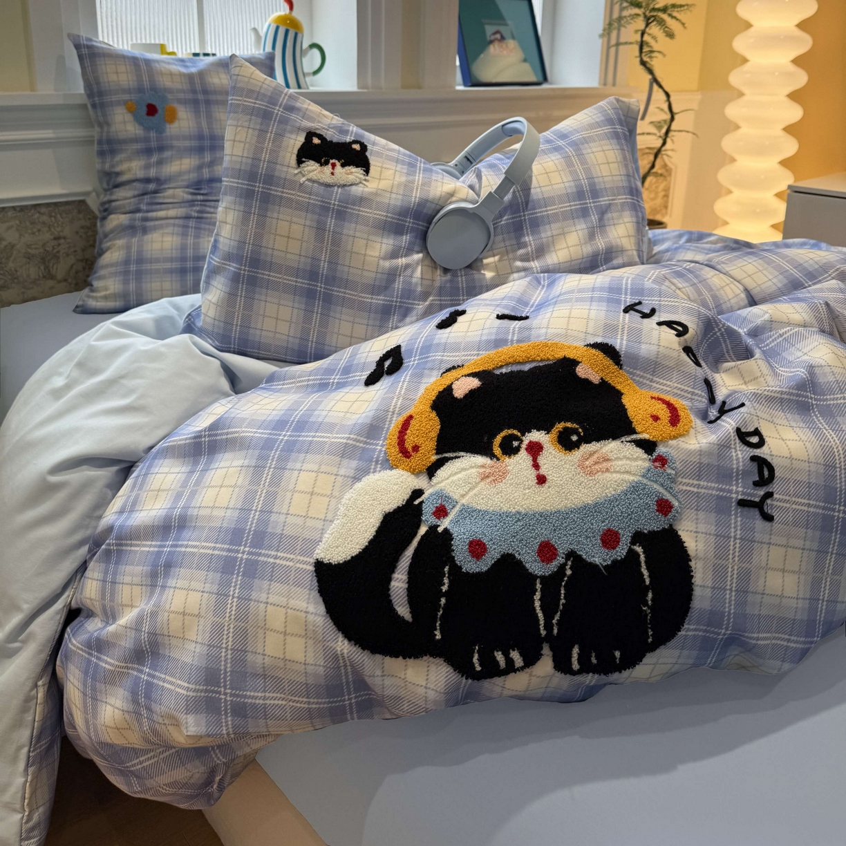 91家纺网 家纺一手货源 找家纺 珺柔家纺 2026新款全棉纯棉四件套 耳机小猫