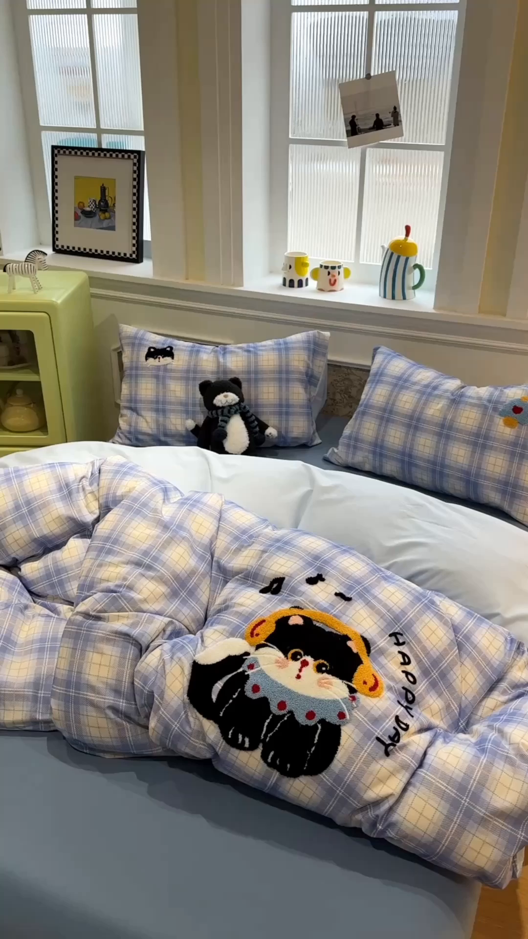 91家纺网 家纺一手货源 找家纺 珺柔家纺 2026新款全棉纯棉四件套 耳机小猫