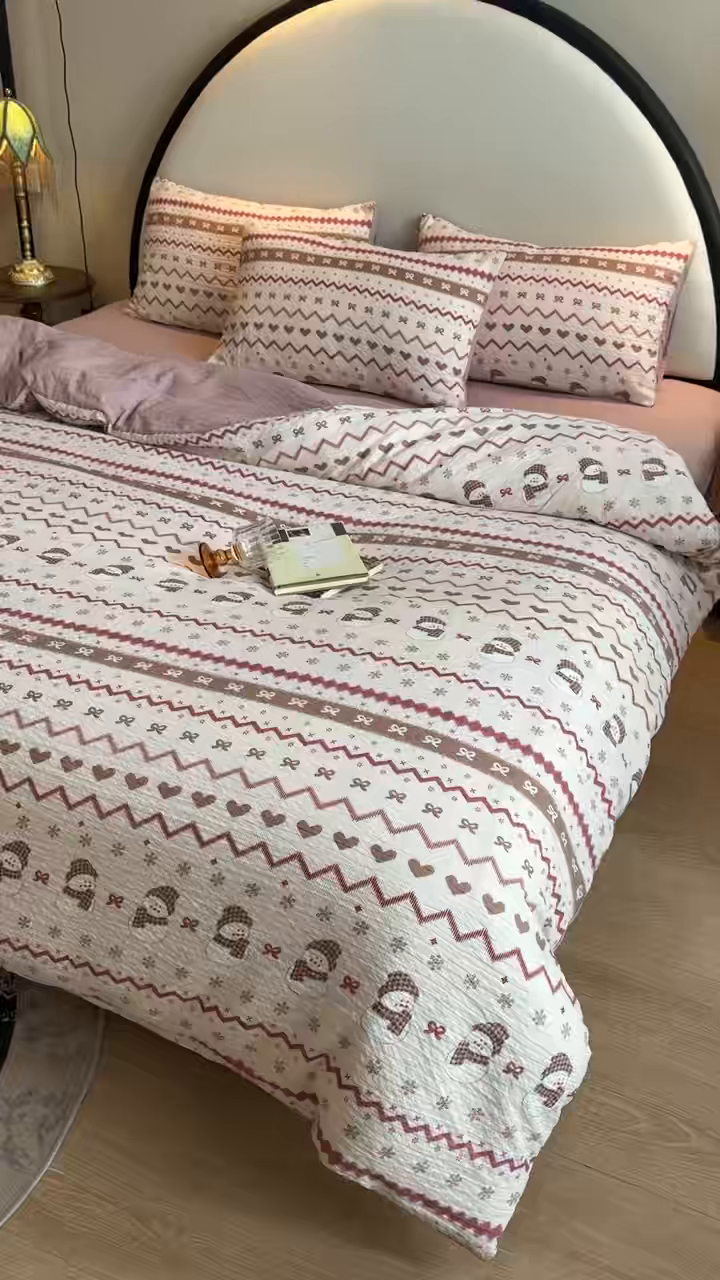 91家纺网 家纺一手货源 找家纺 美丽坊 2026新款爆款韩版泡泡纱四件套 爱丽丝