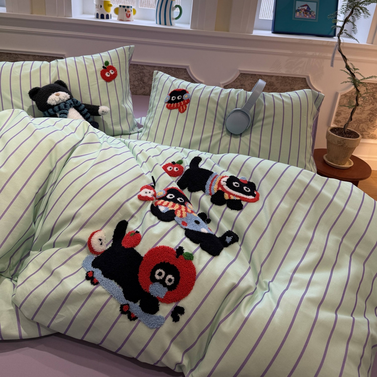 91家纺网 家纺一手货源 找家纺 珺柔家纺 2026新款全棉纯棉四件套 快乐精灵