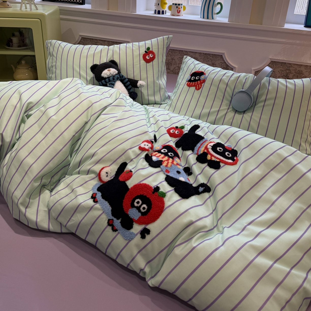 91家纺网 家纺一手货源 找家纺 珺柔家纺 2026新款全棉纯棉四件套 快乐精灵