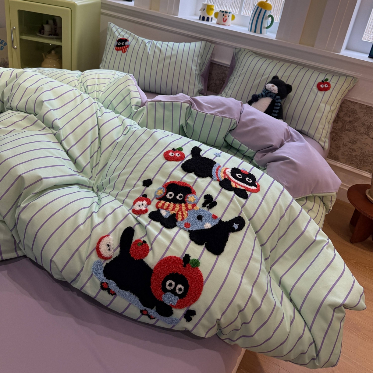 91家纺网 家纺一手货源 找家纺 珺柔家纺 2026新款全棉纯棉四件套 快乐精灵