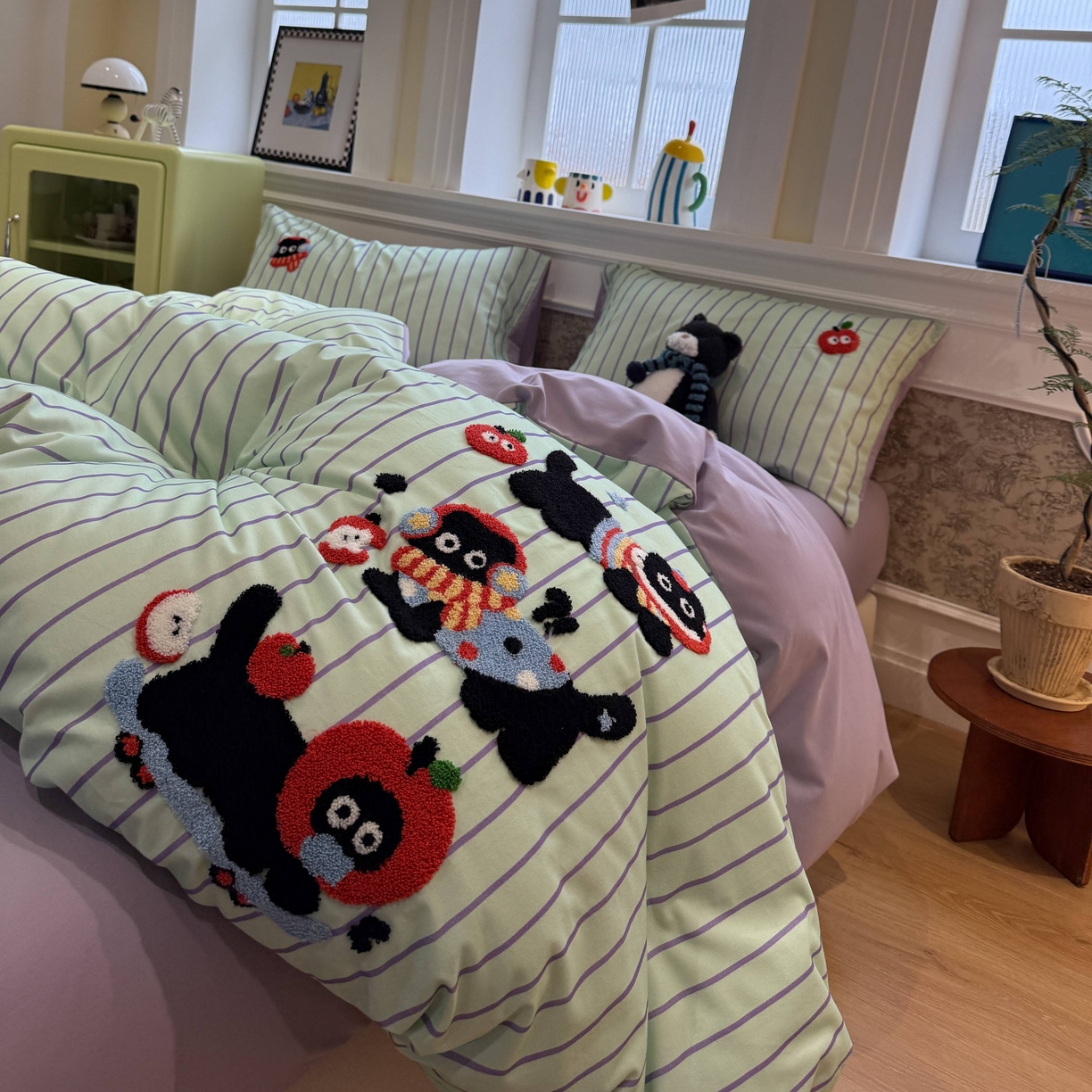 91家纺网 家纺一手货源 找家纺 珺柔家纺 2026新款全棉纯棉四件套 快乐精灵