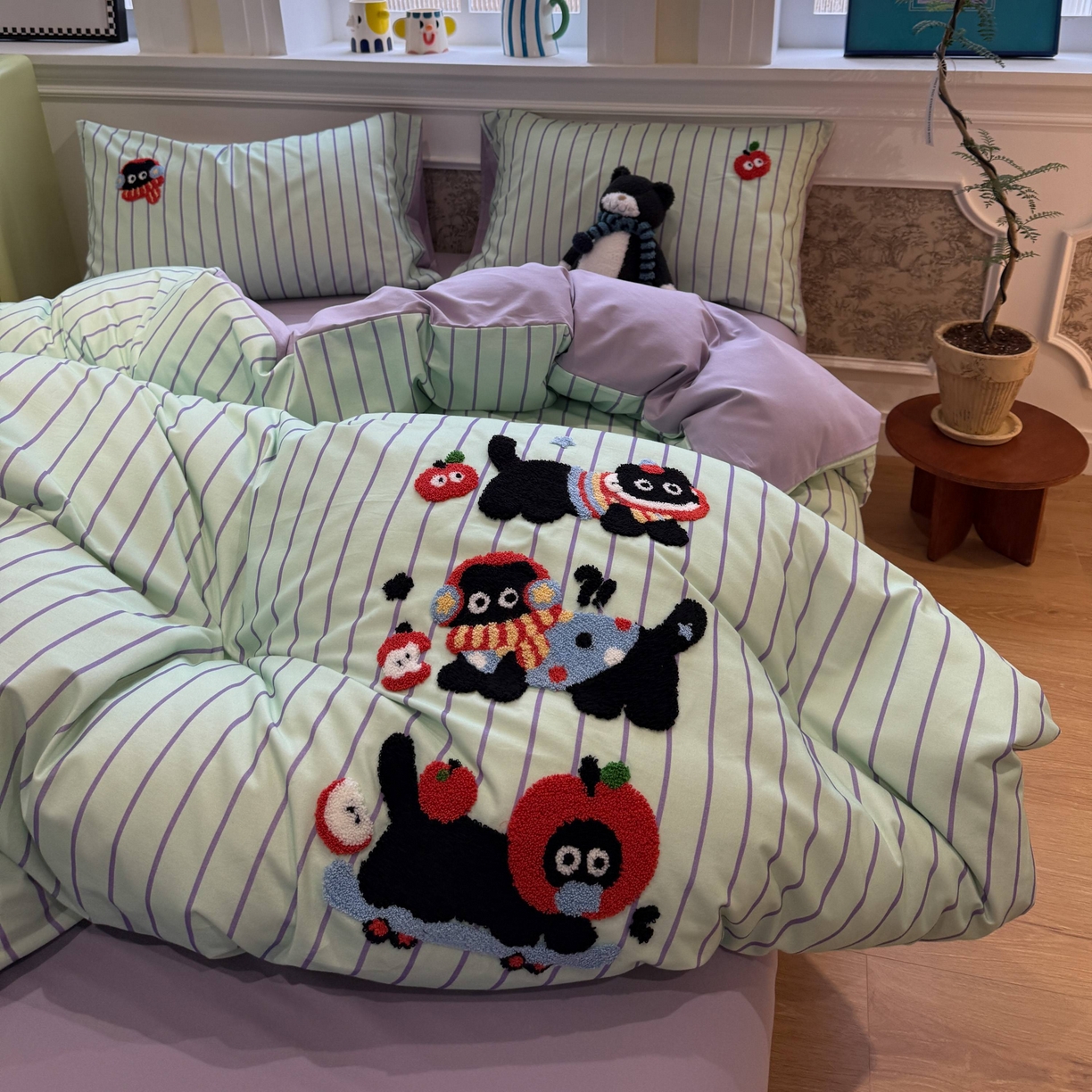 91家纺网 家纺一手货源 找家纺 珺柔家纺 2026新款全棉纯棉四件套 快乐精灵