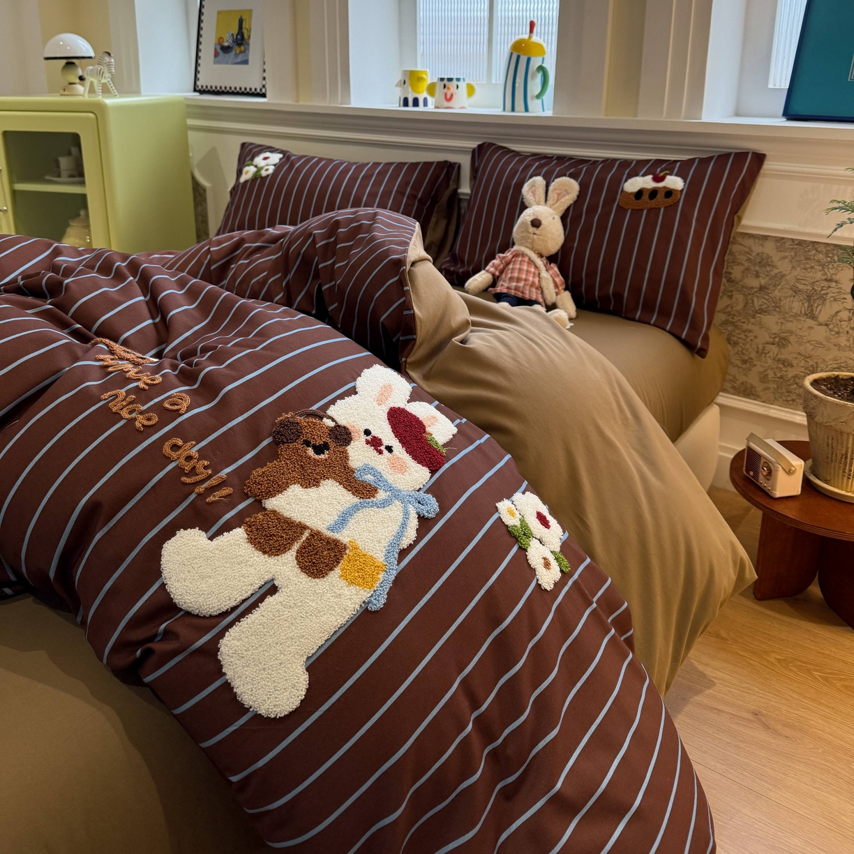 91家纺网 家纺一手货源 找家纺 珺柔家纺 2026新款全棉纯棉四件套 快乐兔