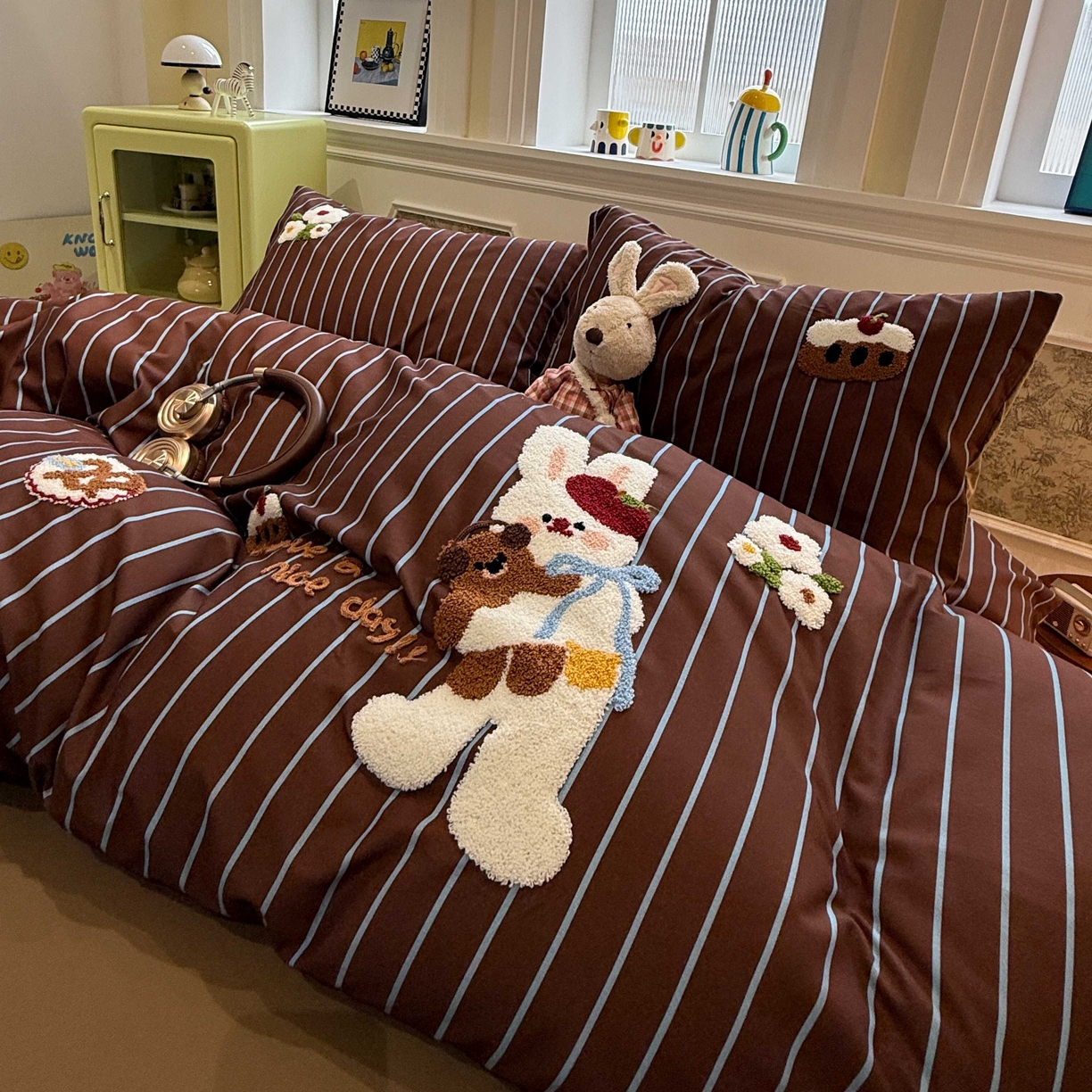 91家纺网 家纺一手货源 找家纺 珺柔家纺 2026新款全棉纯棉四件套 快乐兔