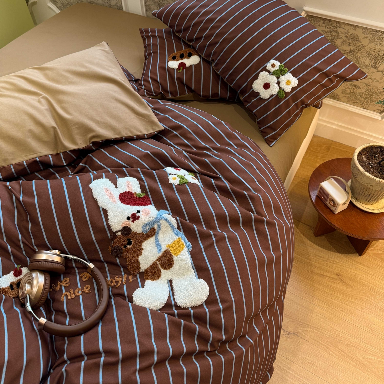 91家纺网 家纺一手货源 找家纺 珺柔家纺 2026新款全棉纯棉四件套 快乐兔