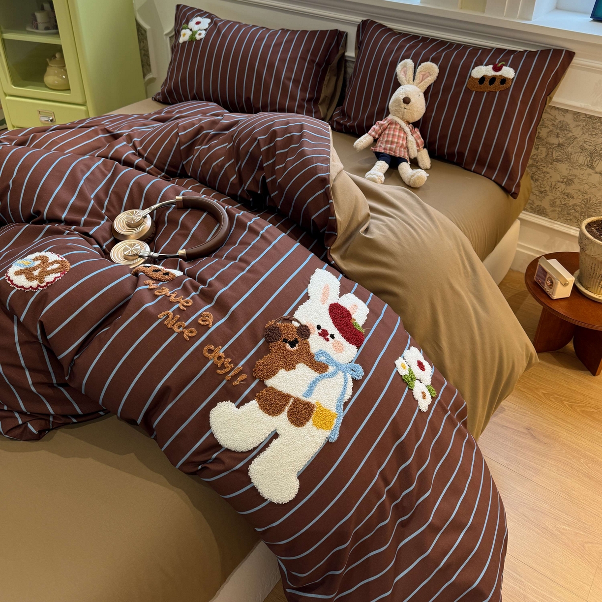 91家纺网 家纺一手货源 找家纺 珺柔家纺 2026新款全棉纯棉四件套 快乐兔