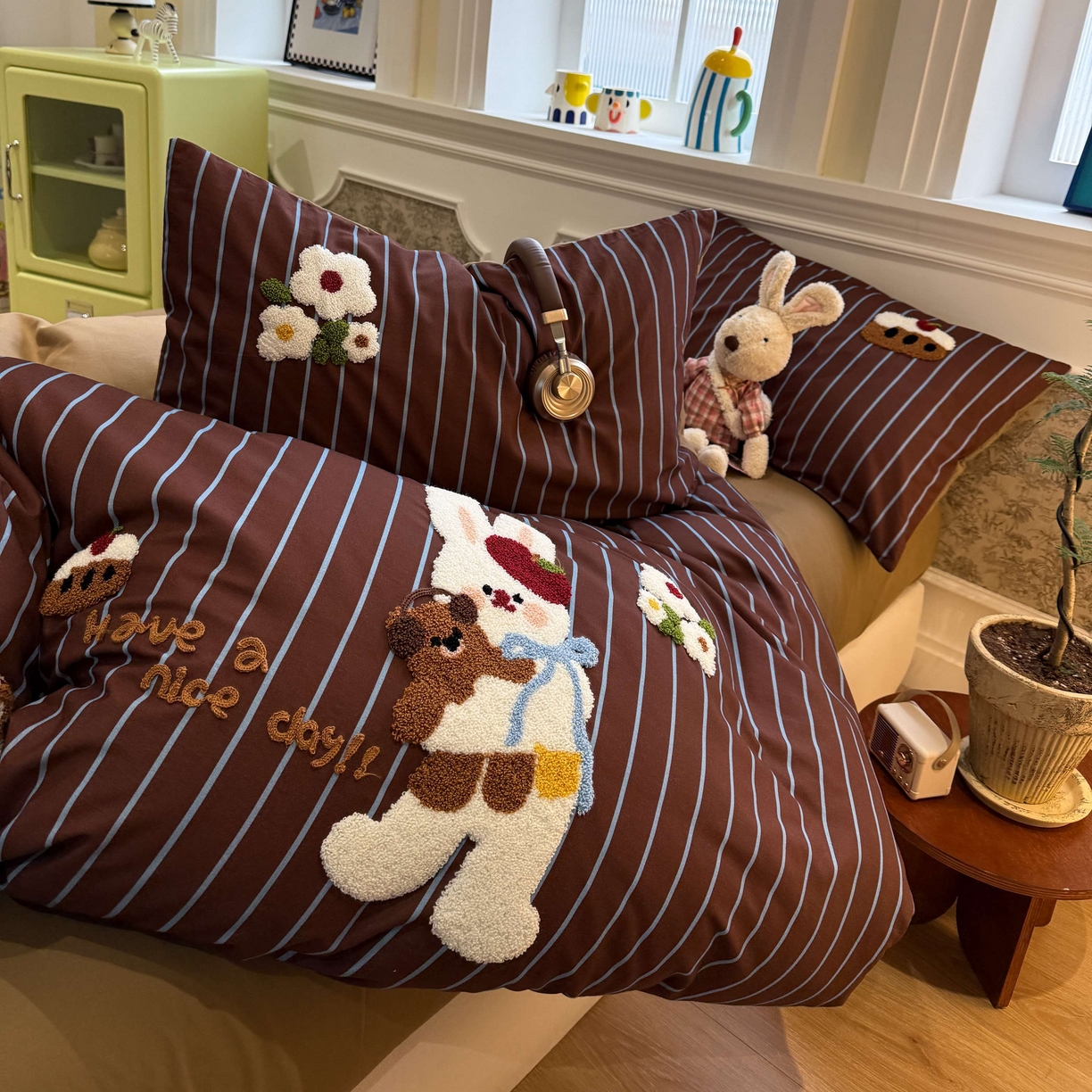 91家纺网 家纺一手货源 找家纺 珺柔家纺 2026新款全棉纯棉四件套 快乐兔