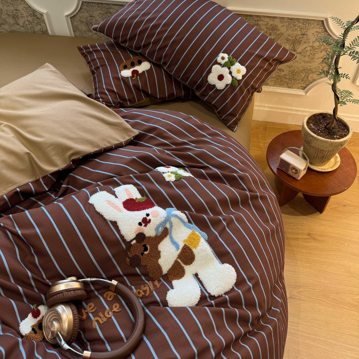 91家纺网 家纺一手货源 找家纺 珺柔家纺 2026新款全棉纯棉四件套 快乐兔