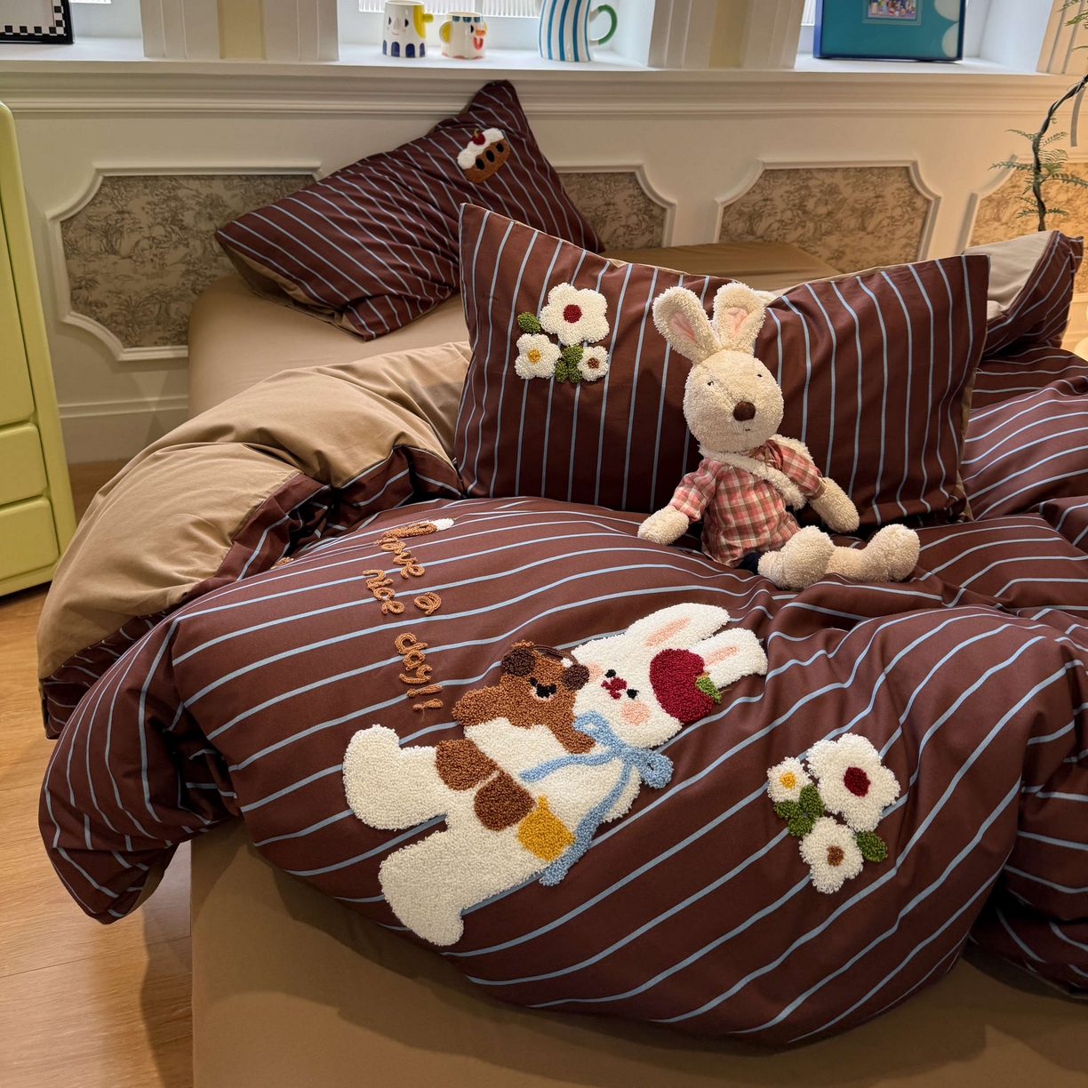 91家纺网 家纺一手货源 找家纺 珺柔家纺 2026新款全棉纯棉四件套 快乐兔