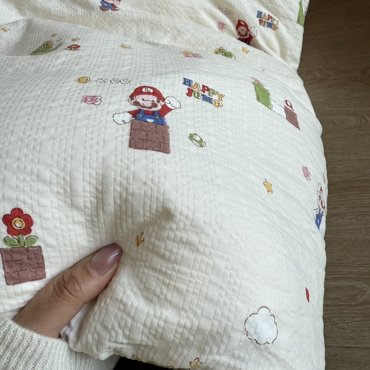 91家纺网 家纺一手货源 找家纺 美丽坊 2026新款爆款韩版泡泡纱四件套 超级玛丽