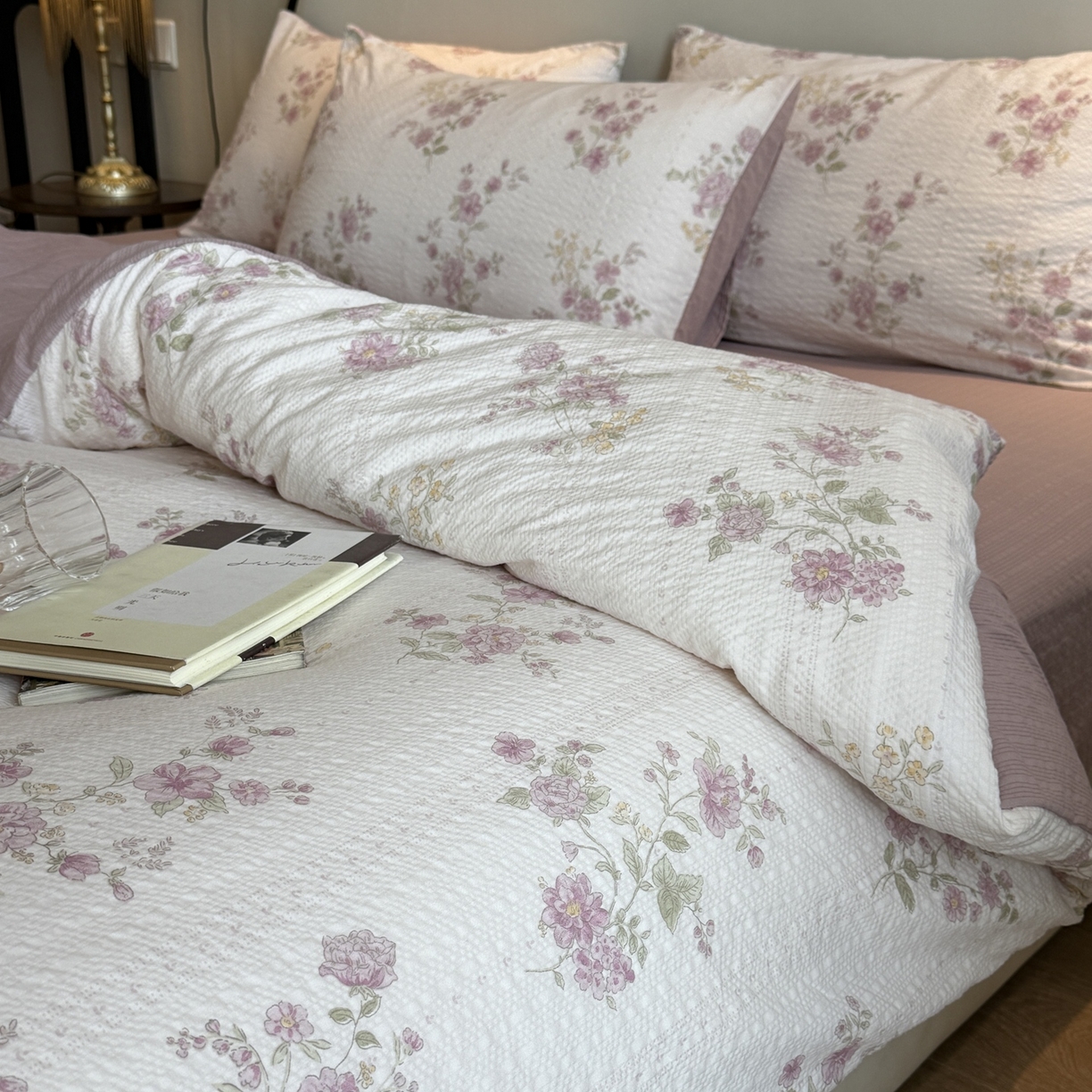 91家纺网 家纺一手货源 找家纺 美丽坊 2026新款爆款韩版泡泡纱四件套 杜若