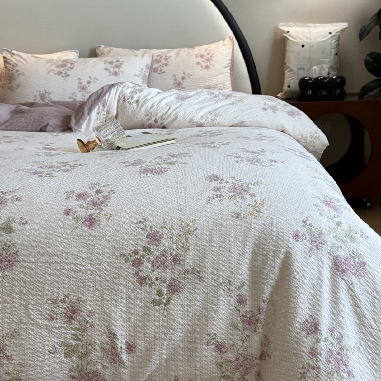 91家纺网 家纺一手货源 找家纺 美丽坊 2026新款爆款韩版泡泡纱四件套 杜若