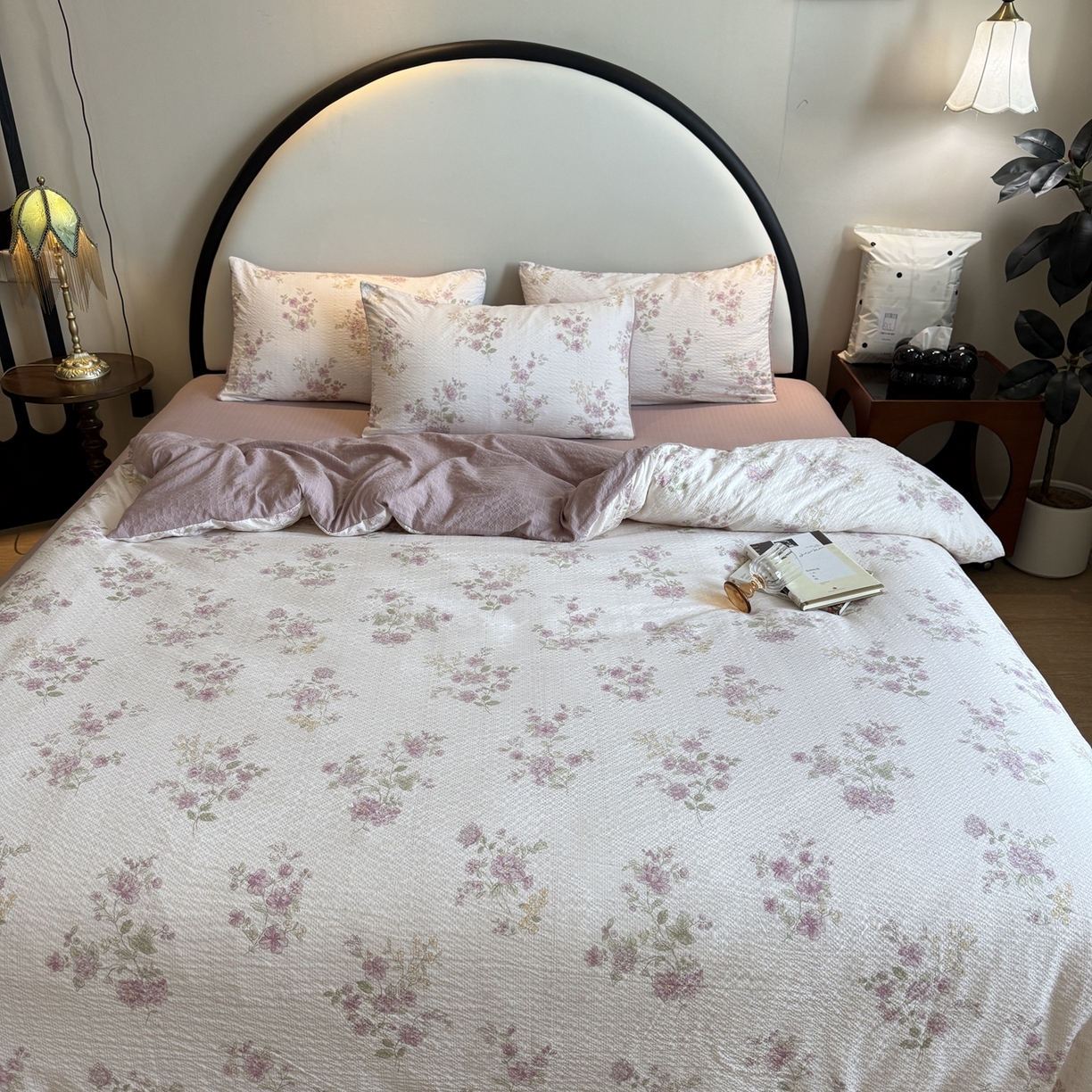 91家纺网 家纺一手货源 找家纺 美丽坊 2026新款爆款韩版泡泡纱四件套 杜若