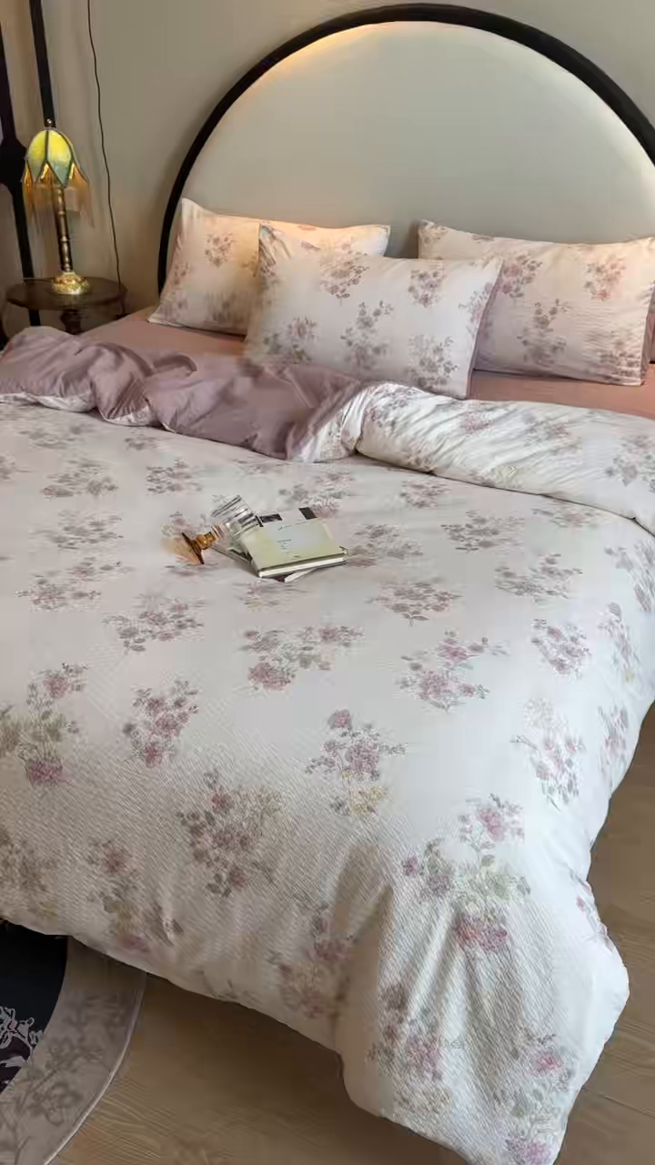 91家纺网 家纺一手货源 找家纺 美丽坊 2026新款爆款韩版泡泡纱四件套 杜若