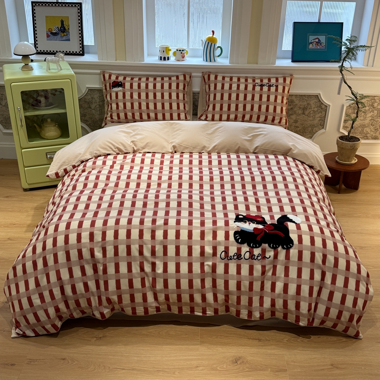 珺柔家纺 2026新款全棉纯棉四件套 甜心小猫