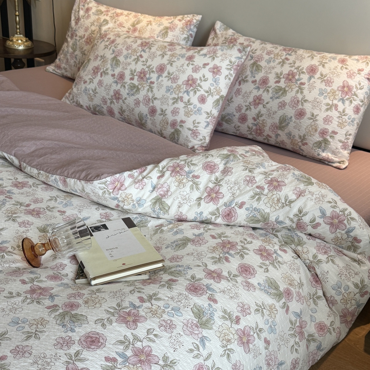 91家纺网 家纺一手货源 找家纺 美丽坊 2026新款爆款韩版泡泡纱四件套 朵蔓