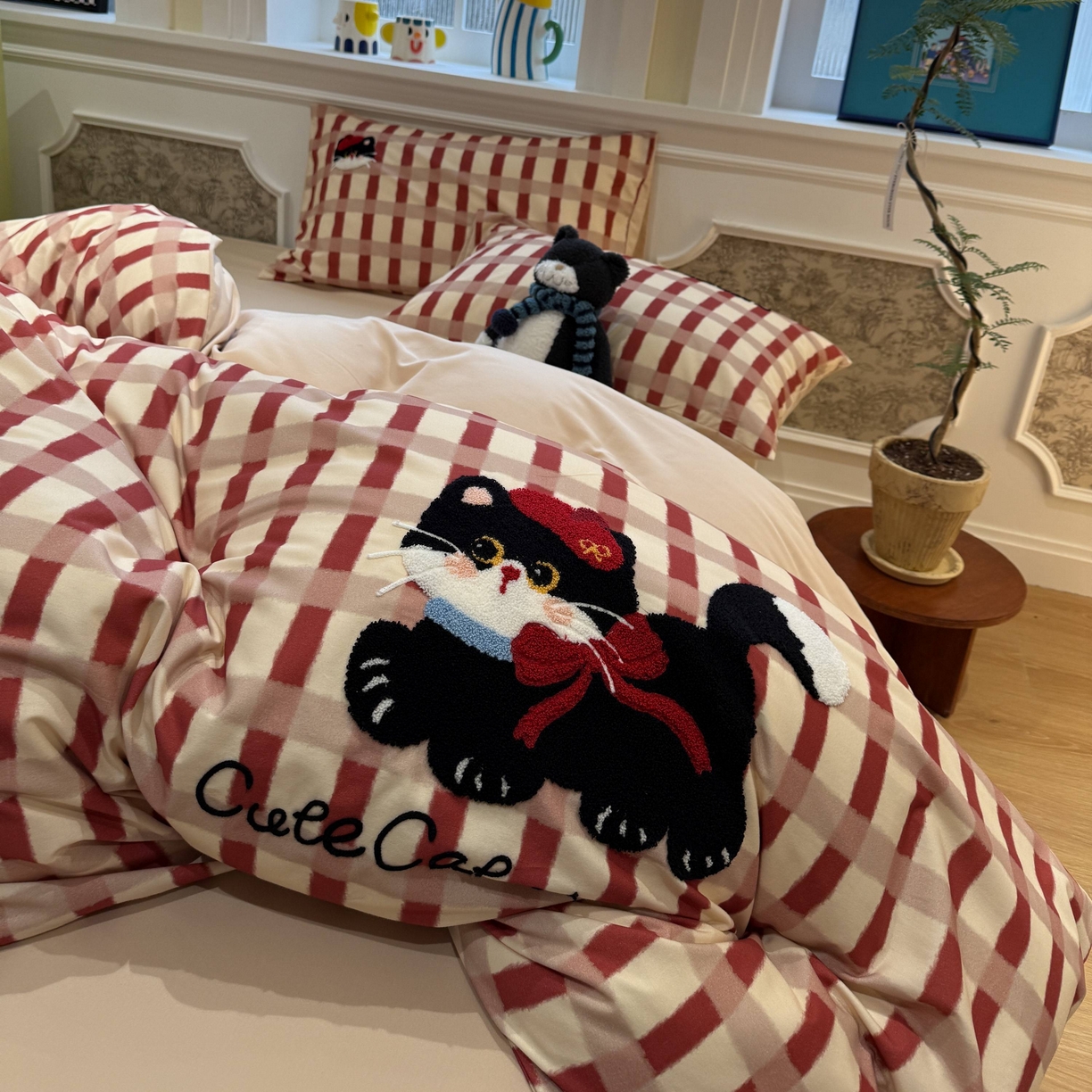 91家纺网 家纺一手货源 找家纺 珺柔家纺 2026新款全棉纯棉四件套 甜心小猫