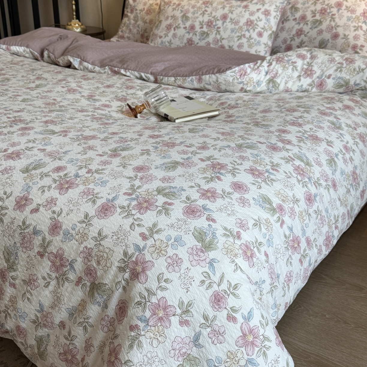 91家纺网 家纺一手货源 找家纺 美丽坊 2026新款爆款韩版泡泡纱四件套 朵蔓