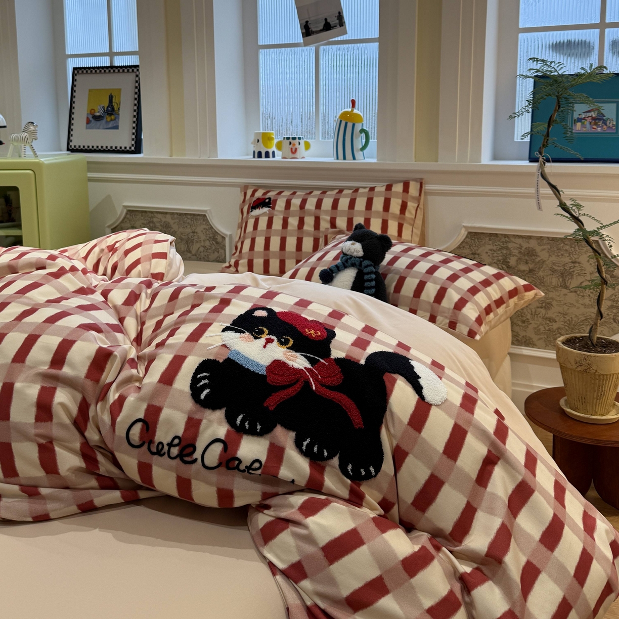 91家纺网 家纺一手货源 找家纺 珺柔家纺 2026新款全棉纯棉四件套 甜心小猫