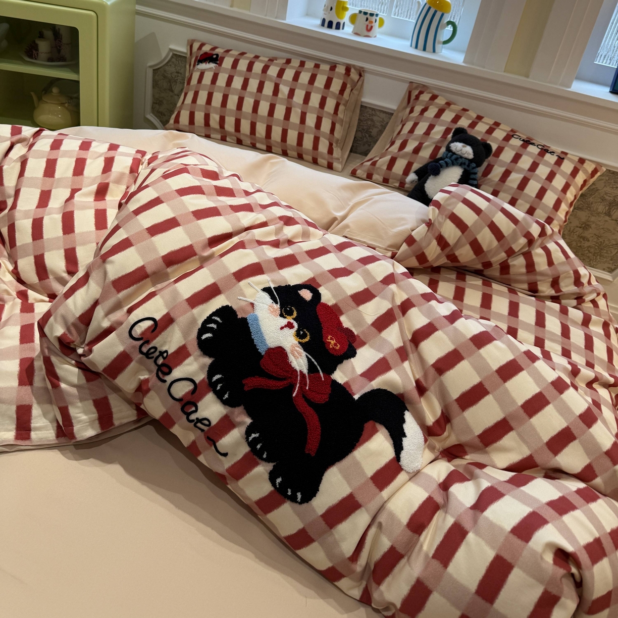 91家纺网 家纺一手货源 找家纺 珺柔家纺 2026新款全棉纯棉四件套 甜心小猫