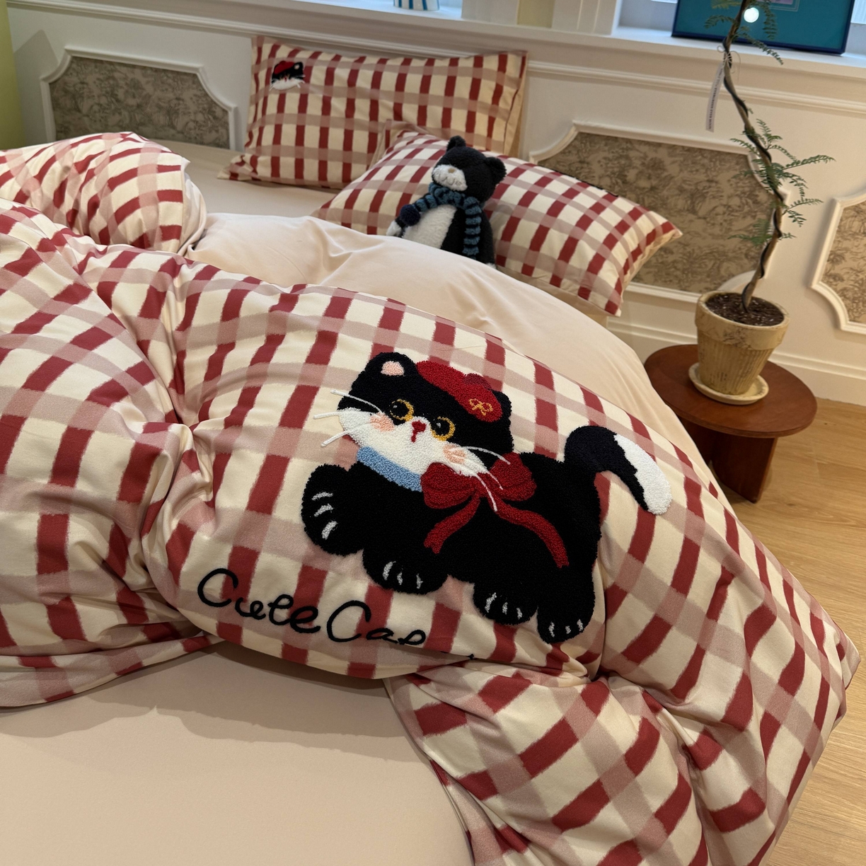 91家纺网 家纺一手货源 找家纺 珺柔家纺 2026新款全棉纯棉四件套 甜心小猫