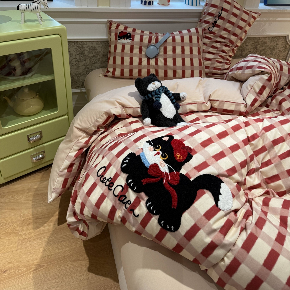 91家纺网 家纺一手货源 找家纺 珺柔家纺 2026新款全棉纯棉四件套 甜心小猫