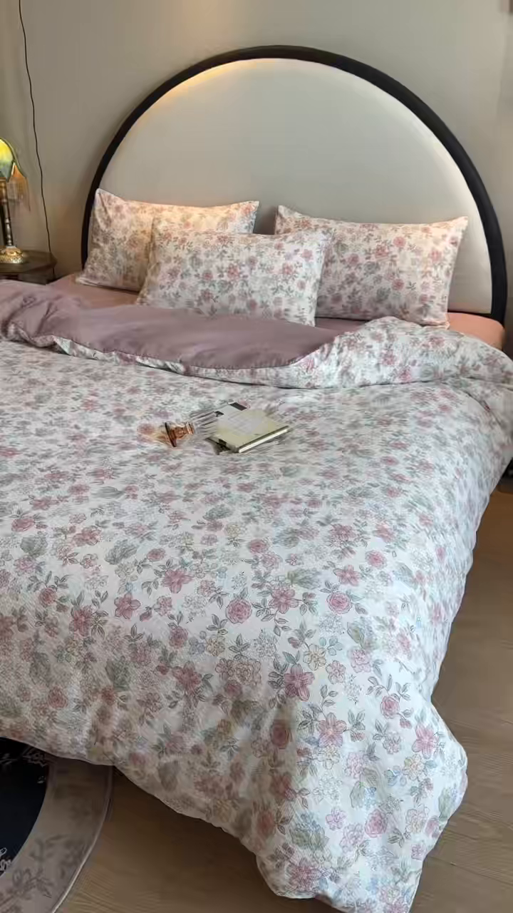 91家纺网 家纺一手货源 找家纺 美丽坊 2026新款爆款韩版泡泡纱四件套 朵蔓