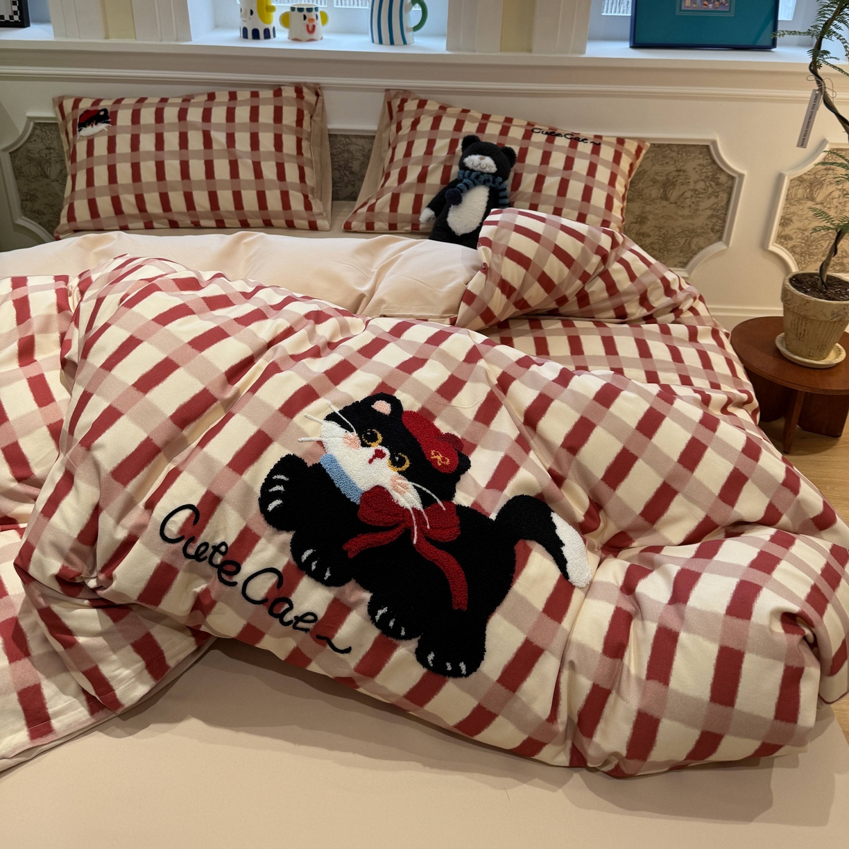 91家纺网 家纺一手货源 找家纺 珺柔家纺 2026新款全棉纯棉四件套 甜心小猫