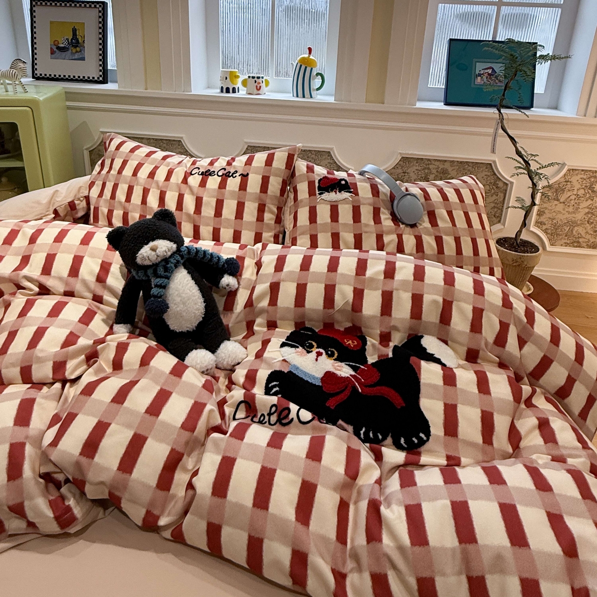 91家纺网 家纺一手货源 找家纺 珺柔家纺 2026新款全棉纯棉四件套 甜心小猫