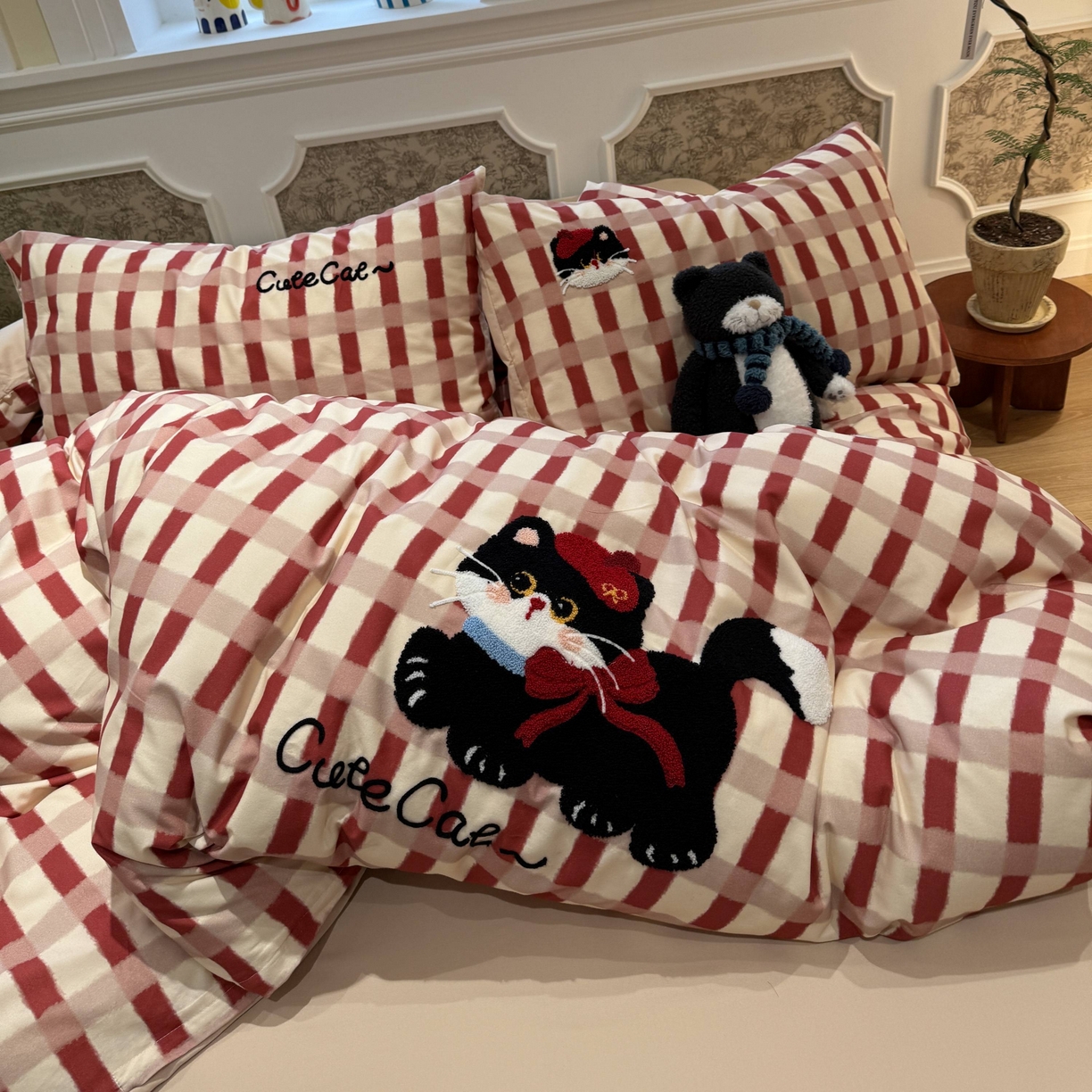 91家纺网 家纺一手货源 找家纺 珺柔家纺 2026新款全棉纯棉四件套 甜心小猫